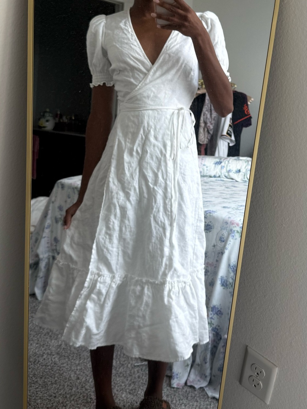 Reformation White Midi Wrap Dress - Picture 3 of 10